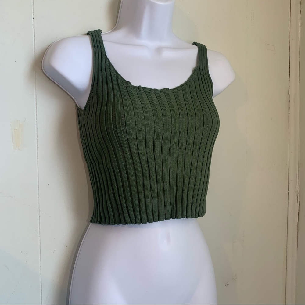 Green Ribbed Tank Top - Picture 8 of 10